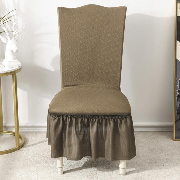Universal High Elasticity Skirt Chair Cover Brown