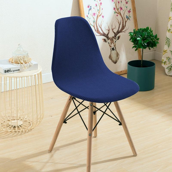Dark Color Armless Shell Chair Cover Dark Blue