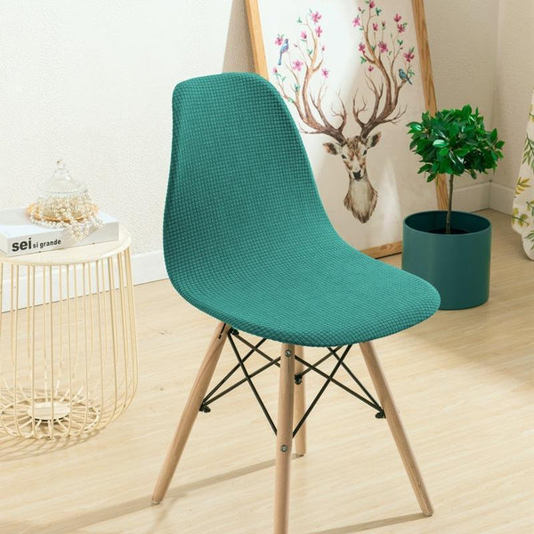Dark Color Armless Shell Chair Cover Green