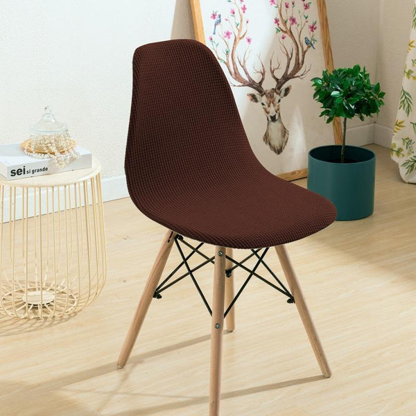 Dark Color Armless Shell Chair Cover Brown
