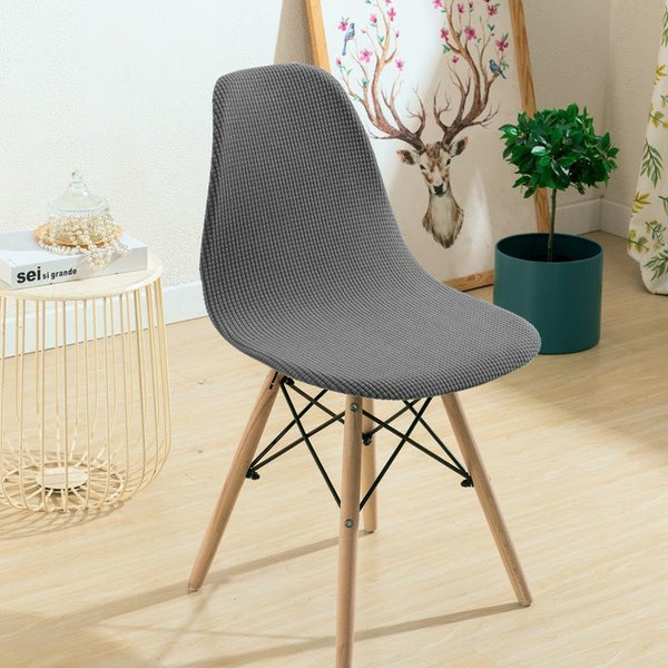 Dark Color Armless Shell Chair Cover Dark Grey