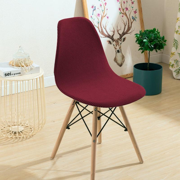Dark Color Armless Shell Chair Cover Dark Red