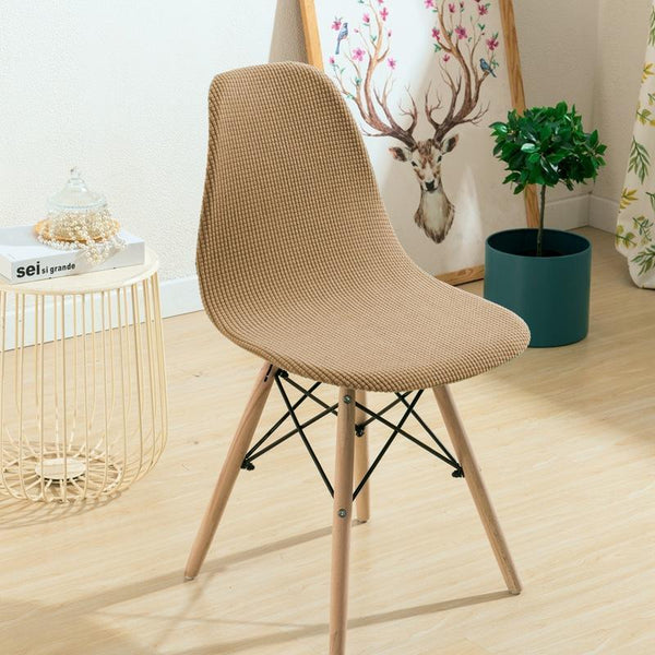 Light Color Armless Shell Chair Cover Beige