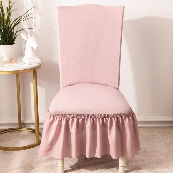 Universal High Elasticity Skirt Chair Cover Pink