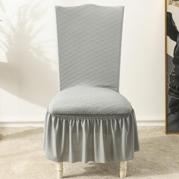 Universal High Elasticity Skirt Chair Cover Light Gray
