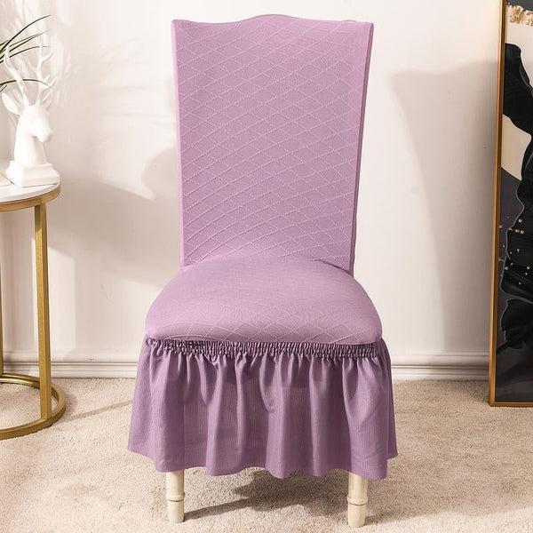 Universal High Elasticity Skirt Chair Cover Purple