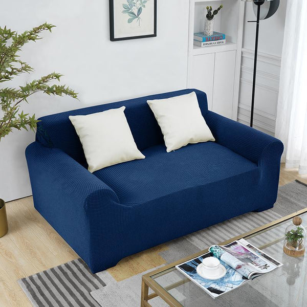 Solid Color Super Stretch Sofa Cover Navy Blue