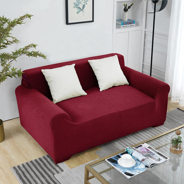 Solid Color Super Stretch Sofa Cover Burgundy