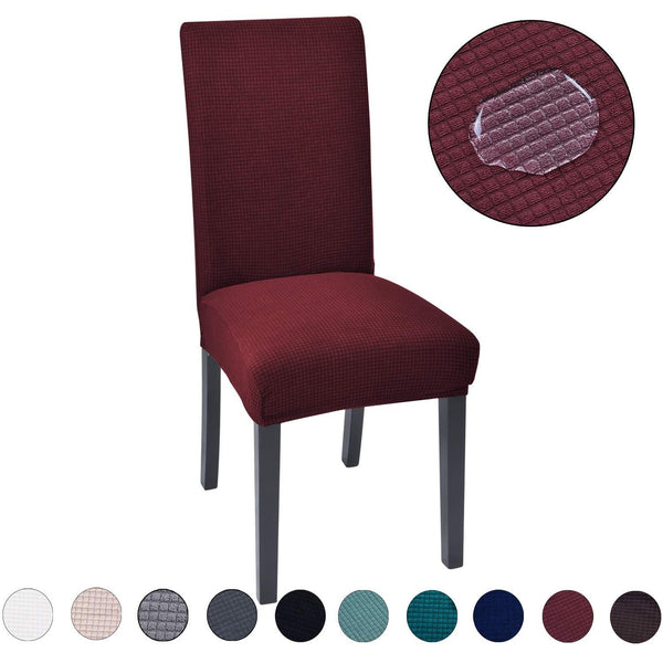 Solid Color Waterproof Stretchable Chair Covers Burgundy