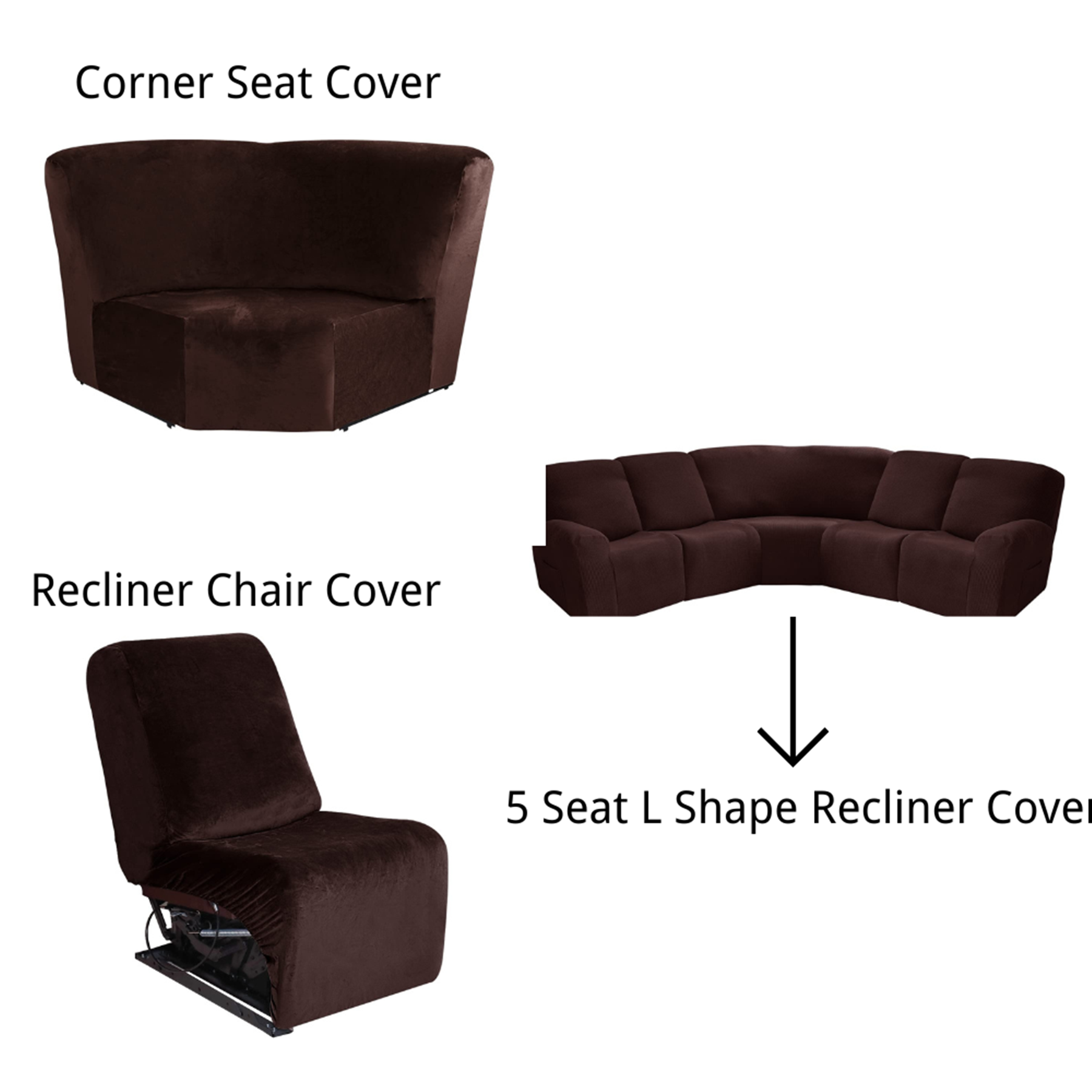 Jacquard L-shaped Corner Sectional Couch Covers 7-Piece for 4 Seat ...