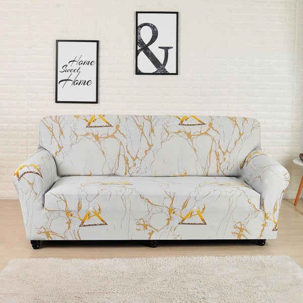 Elastic Printed Sofa Loveseat Slipcover Gold Triangle