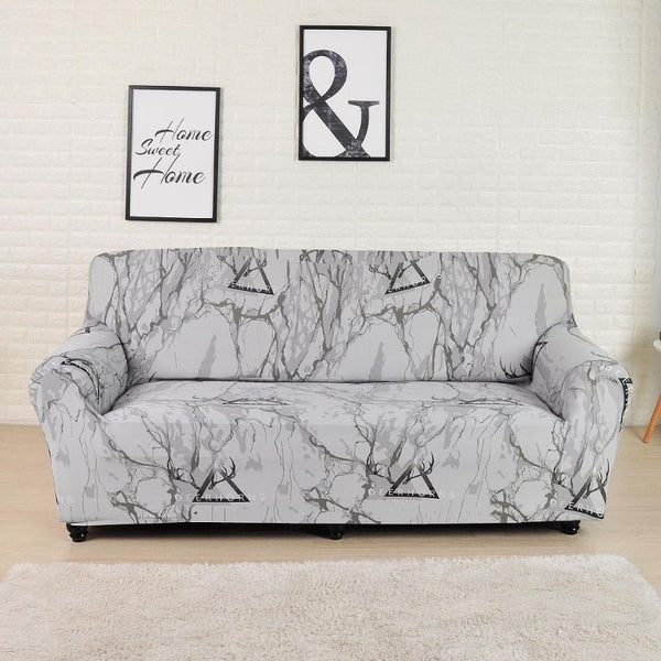 Elastic Printed Sofa Loveseat Slipcover Black Triangle