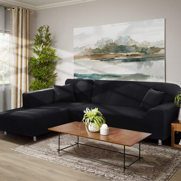 L-Shaped Sectional Couch Covers Black