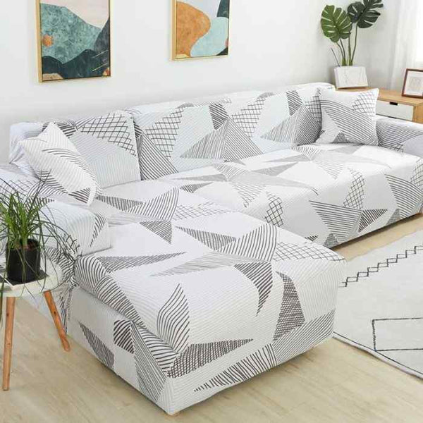 L-Shaped Sectional Couch Covers Grey Pentagram