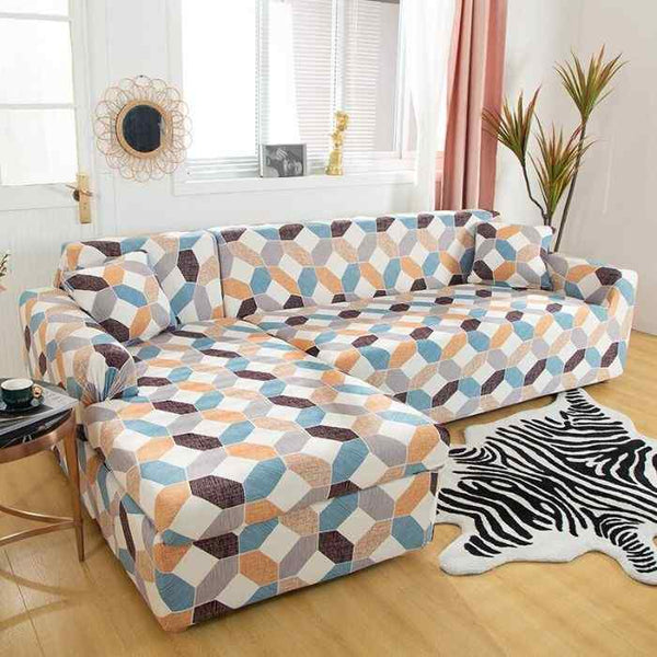 L-Shaped Sectional Couch Covers White Square
