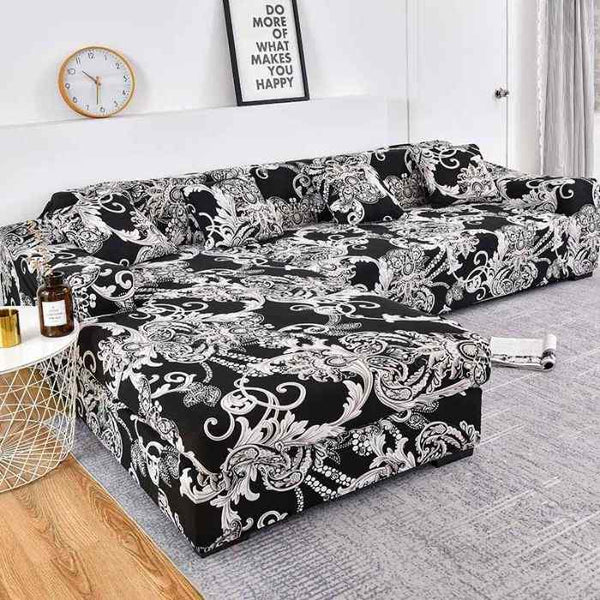 L-Shaped Sectional Couch Covers  White Flower
