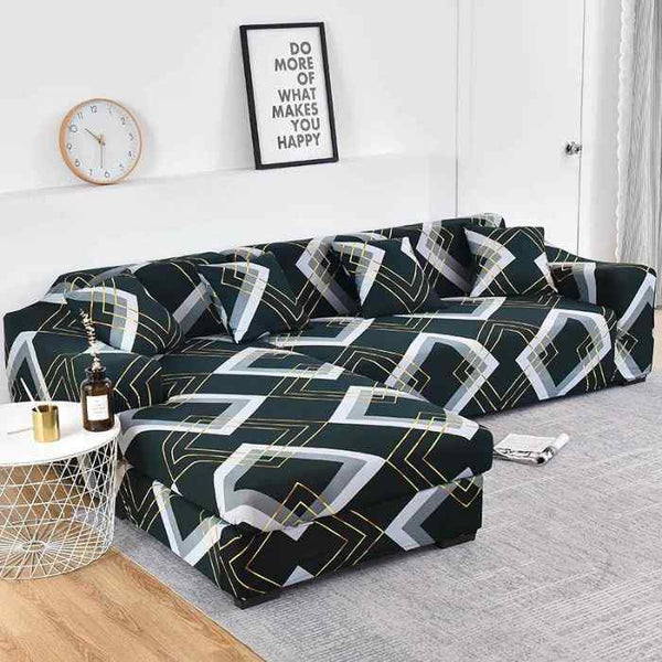 L-Shaped Sectional Couch Covers Green Square