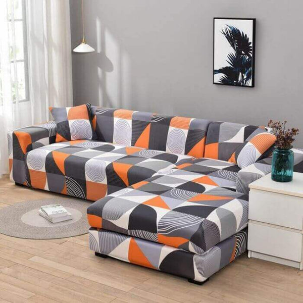 L-Shaped Sectional Couch Covers Orange Square