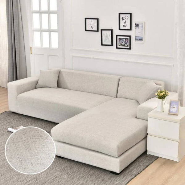 Non-slip L-Shaped Sectional Couch Covers Creamy