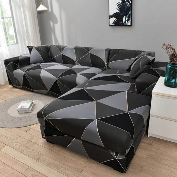 L-Shaped Sectional Couch Covers Black Triangle