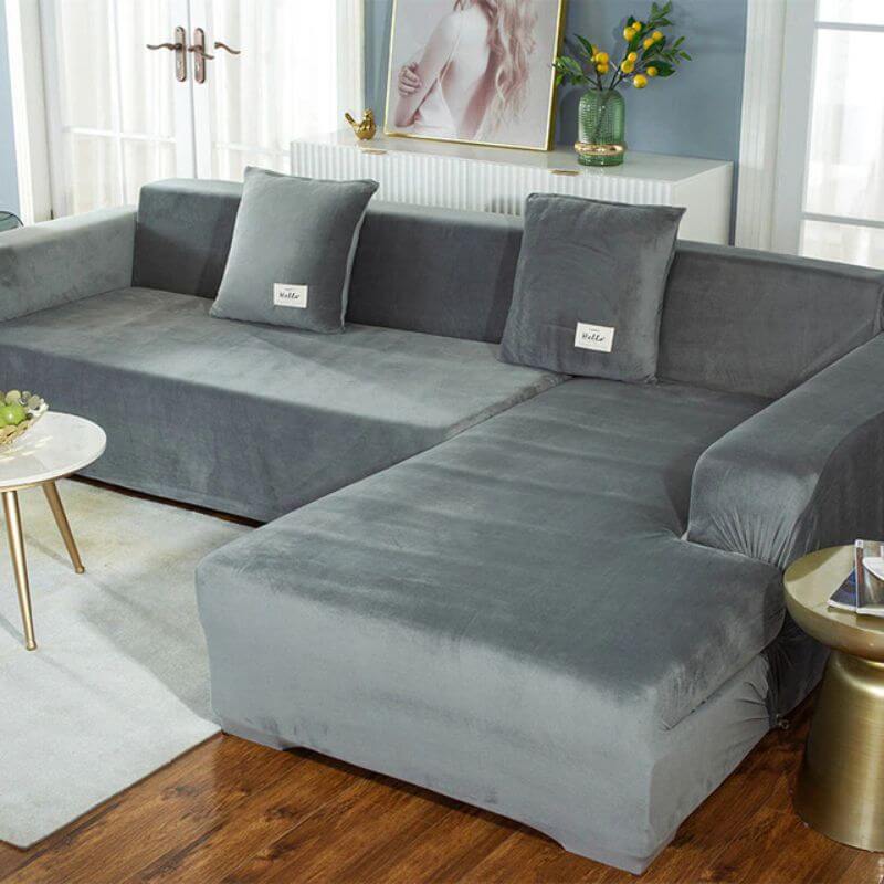 slipcover elastic couch which has Polyester Stretch sofa cover l shape ...