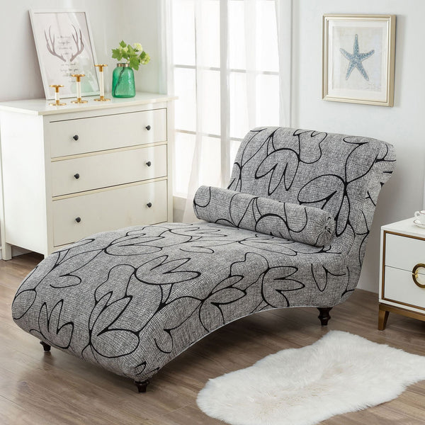 Chaise Lounge Sofa Cover Grey Leaf