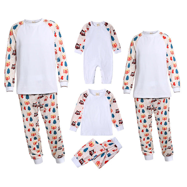 Family Matching Cartoon Solid Color Family Look Pajama Set