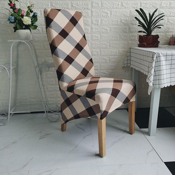 XL Size Pattern Long Back Chair Covers Coffee Pattern