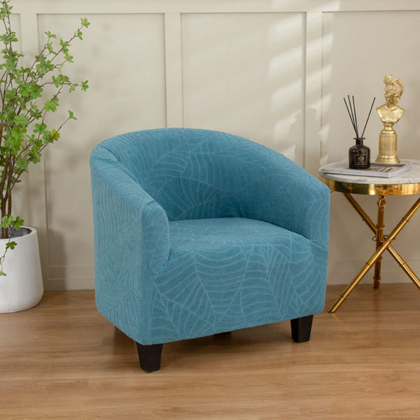 Thick Jacquard Leaf Pattern Tub Chair Slipcover