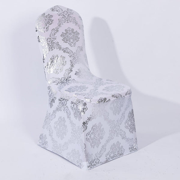 Stretchable Flower Printed Chair Covers White