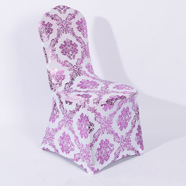 Stretchable Flower Printed Chair Covers Pink