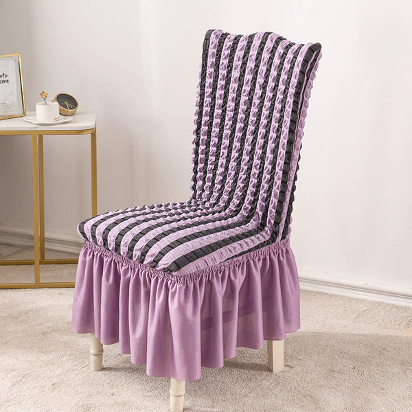 Thick Seersucker Ruffle Chair Cover Bicolor Purple