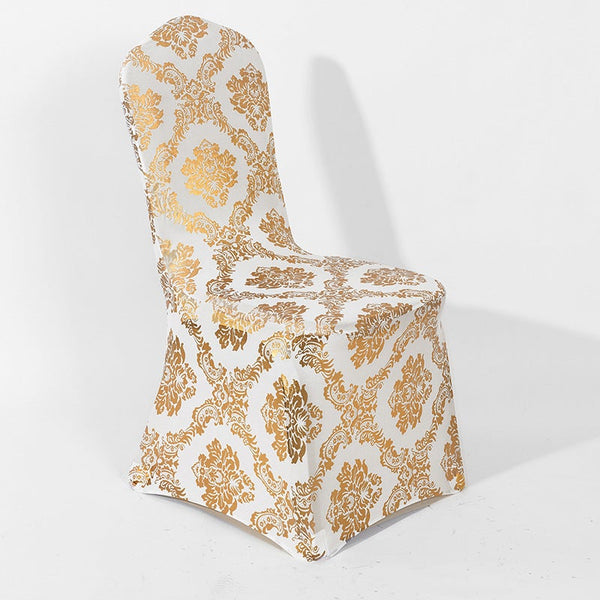 Stretchable Flower Printed Chair Covers Yellow