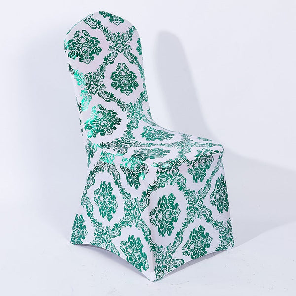 Stretchable Flower Printed Chair Covers Green