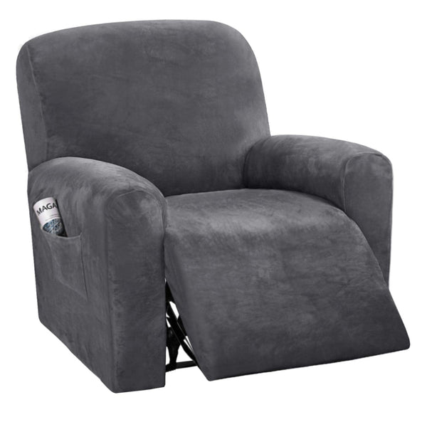 Velvet Stretch Recliner Slipcover GREY