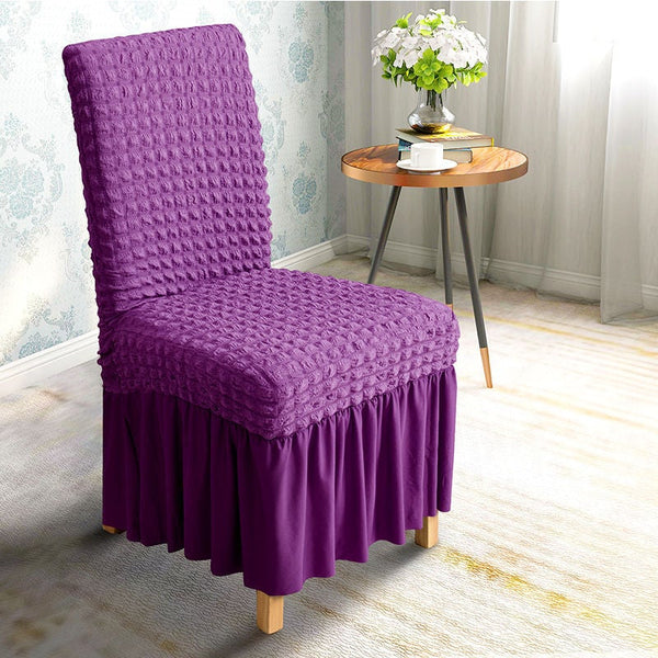 Seersucker Ruffle Chair Cover Purple