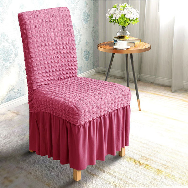 Seersucker Ruffle Chair Cover Pink
