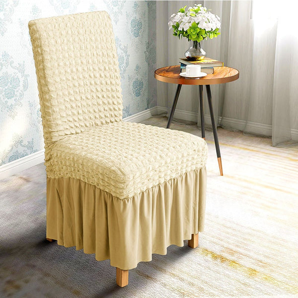 Seersucker Ruffle Chair Cover Yellow