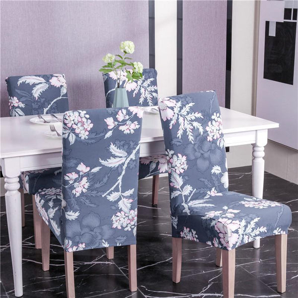 Stretchable Floral Pattern Dining Chair Slipcover Light Pink