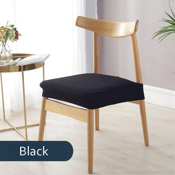 Solid Color Stretchable Dining Chair Seat Cover Black