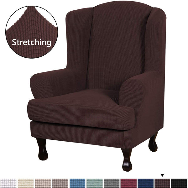 Split Stretch Wingback Armchair Slipcovers (2 Pieces)