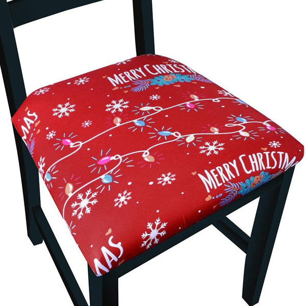 Pattern Stretchable Dining Chair Seat Cover Merry christmas