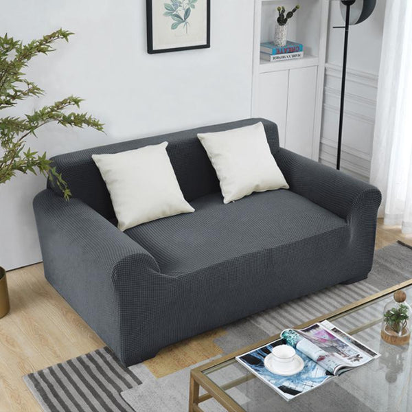 Solid Color Super Stretch Sofa Cover Dark Grey