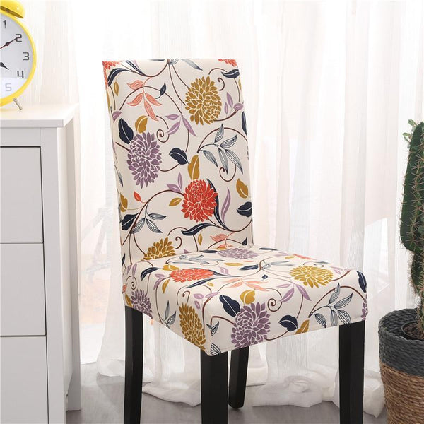 Stretchable Floral Pattern Dining Chair Slipcover Colorful Flower