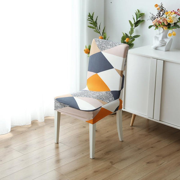 Printed Pattern Dining Chair Seat Covers Orange Square