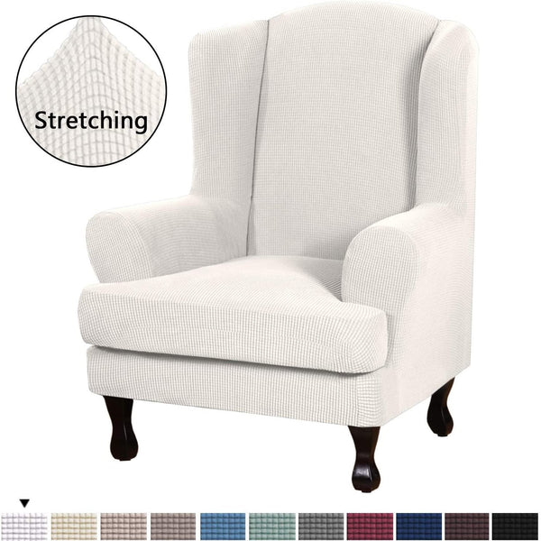 Split Stretch Wingback Armchair Slipcovers (2 Pieces)
